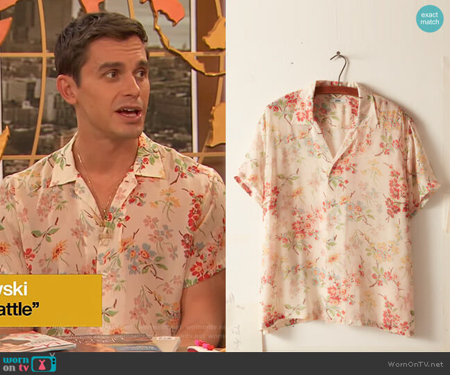Bode Flowering Crabapple Short Sleeve Shirt worn by Antoni Poroski on The Drew Barrymore Show