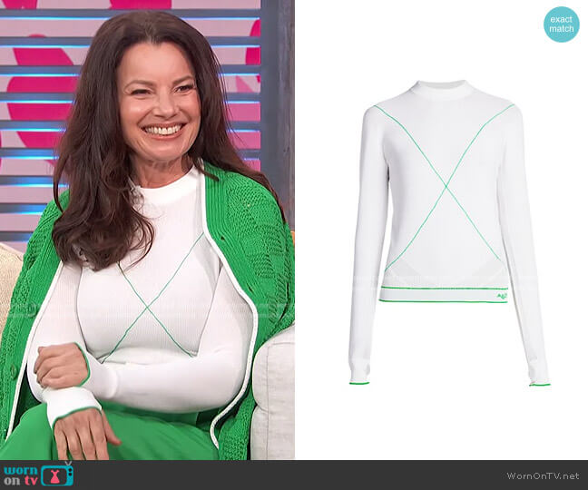 Bottega Veneta Salon 03 Engineered Technoskin Sweater worn by Fran Drescher on Access Hollywood