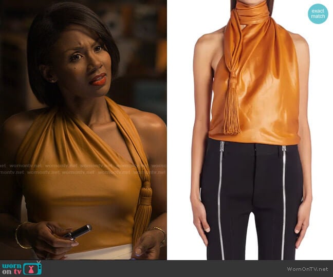 Bottega Veneta Wraparound Halter Top worn by Jax Stewart (Emayatzy Corinealdi) on Reasonable Doubt