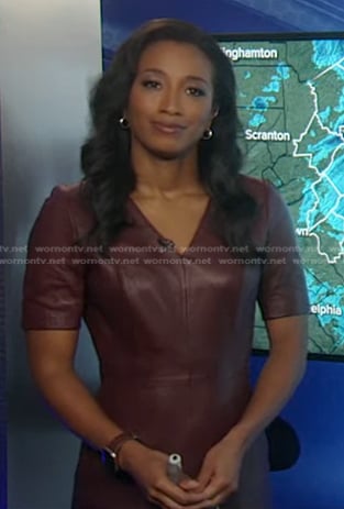 Brittany’s brown leather mini dress on Good Morning America