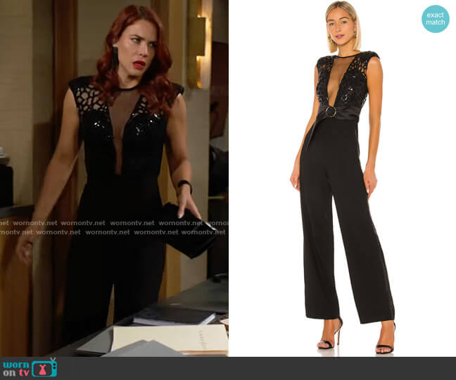 Bronx and Banco Spider Jumspuit worn by Sally Spectra (Courtney Hope) on The Young and the Restless