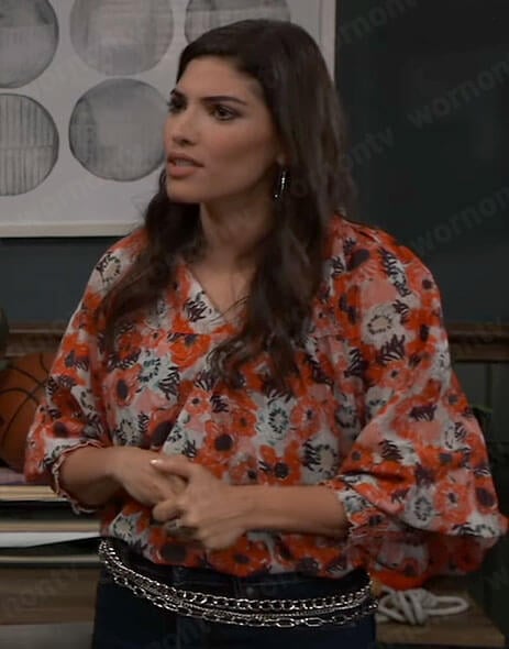 Brook Lynn’s poppy print blouse on General Hospital