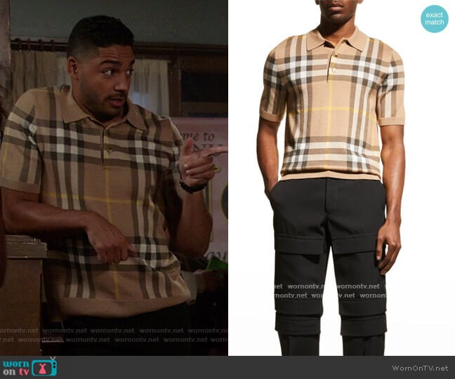 Burberry Wellman Check Knit Polo Shirt worn by Jordan Baker (Michael Evans Behling) on All American