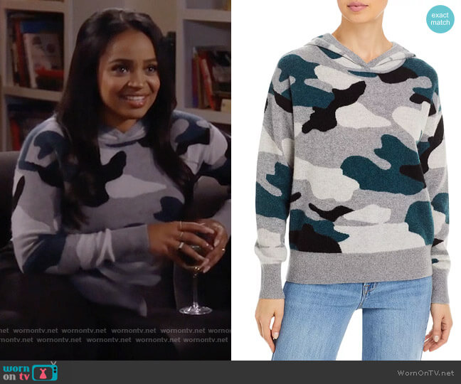 C by Bloomingdales Camo Cashmere Hoodie worn by Randi (Kyla Pratt) on Call Me Kat