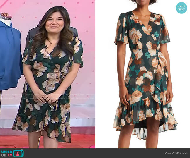 Calvin Klein Floral Flutter Sleeve Midi Dress worn by Adrianna Barrionuevo Brach on Today