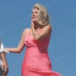 Carly’s coral pink midi dress on General Hospital