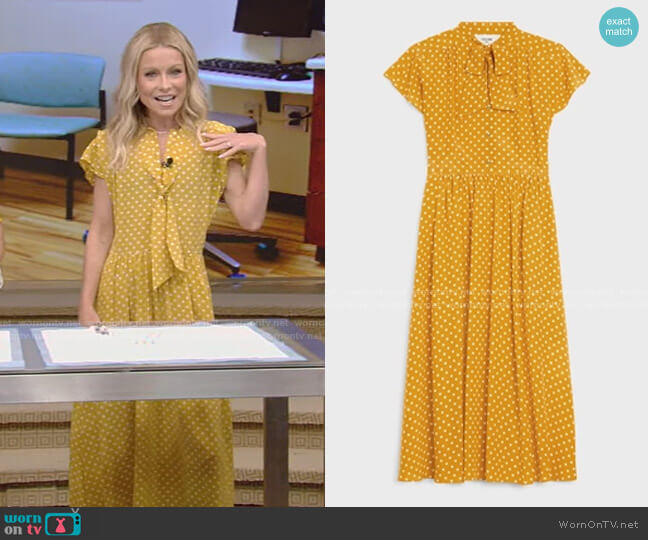 Celine Lavalliere Dress with Polka Dot worn by Kelly Ripa on Live with Kelly and Mark