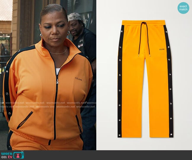 Celine Homme Button-Detailed Striped Jersey Track Pants worn by Robyn McCall (Queen Latifah) on The Equalizer