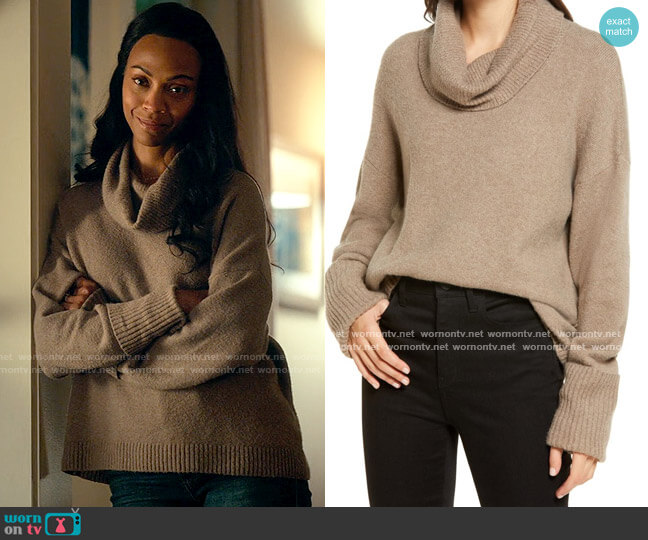Chelsea28 Cowl Neck Sweater worn by Amy Wheeler (Zoe Saldana) on From Scratch