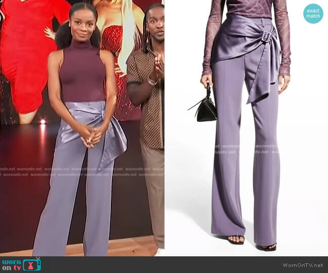 Cinq a Sept Kent Pant in Lilac Grey worn by Zuri Hall on Access Hollywood