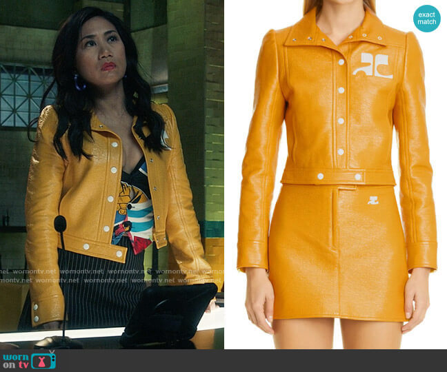 【mell】meltthelady leather like jacket WornOnTV: Mel's cropped leather jacket on The Equalizer