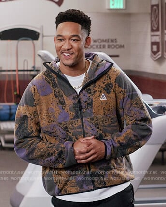 Damon’s abstract print hoodie on All American Homecoming