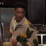 Damon’s beige strawberry fleece jacket on All American Homecoming
