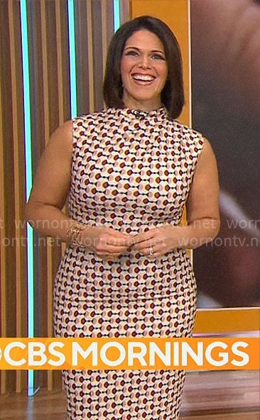 Dana Jacobson’s geometric print dress on CBS Saturday Morning
