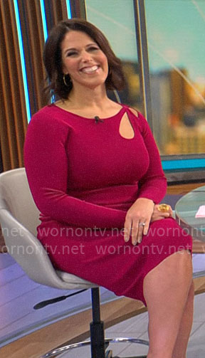 Dana Jacobson’s pink cutout shoulder dress on CBS Mornings