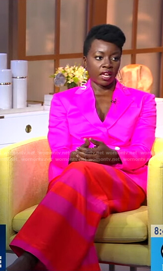 Danai’s pink blazer and striped pants on Good Morning America
