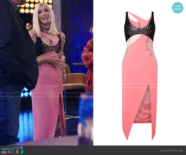 David Koma Crystal Embroidered Open Leg Midi Dress worn by Gwen Stefani on The Voice