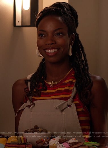 Denise’s red stripe tank on Home Economics