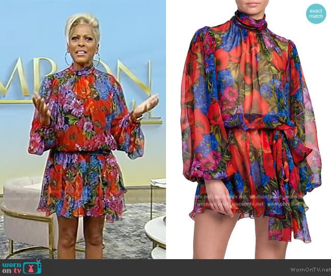 Dolce & Gabbana Floral Silk Chiffon Mini Dress worn by Tamron Hall on Tamron Hall Show