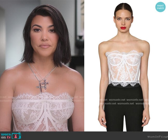 Dolce & Gabbana White Lace Bustier Top worn by Kourtney Kardashian (Kourtney Kardashian) on The Kardashians