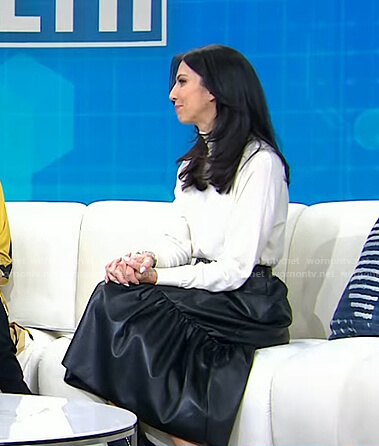 Dr. Natalie Azar’s black leather midi skirt on Today