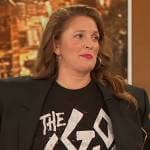 Drew’s black printed shirt on The Drew Barrymore Show