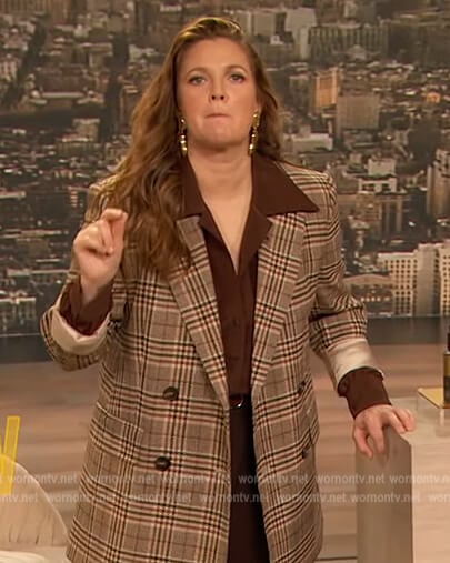 Drew’s plaid blazer on The Drew Barrymore Show