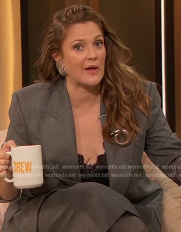 Drew’s gray blazer and lace top on The Drew Barrymore Show