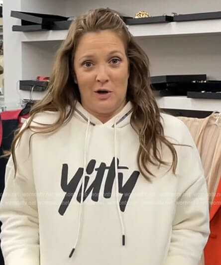 Drew’s Yitty print hoodie on The Drew Barrymore Show