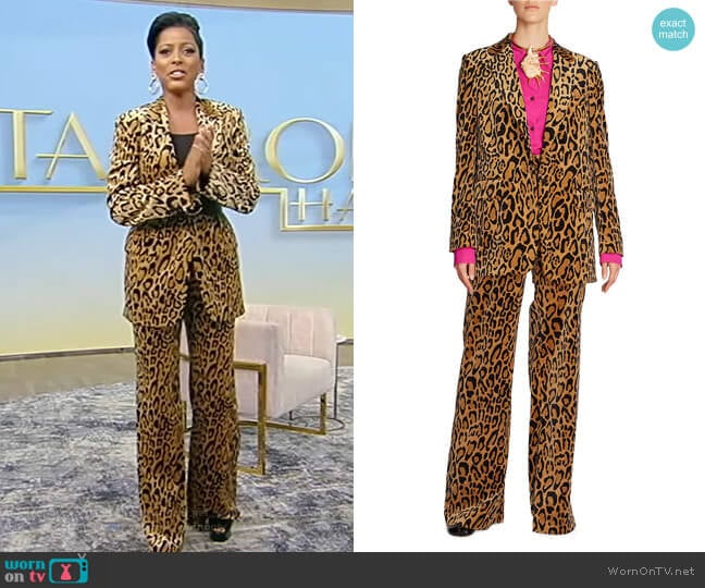 Dries van Noten Leopard-print cotton-blend velvet blazer worn by Tamron Hall on Tamron Hall Show