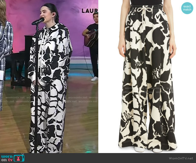 Dries Van Noten Hadium Floral Print Wide Leg Cotton Trousers worn by Lauren Spencer Smith on Today