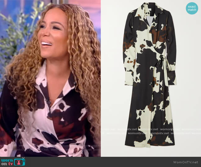 Dries van Noten Darcia Cow-Print Midi Wrap Shirtdress worn by Sunny Hostin on The View
