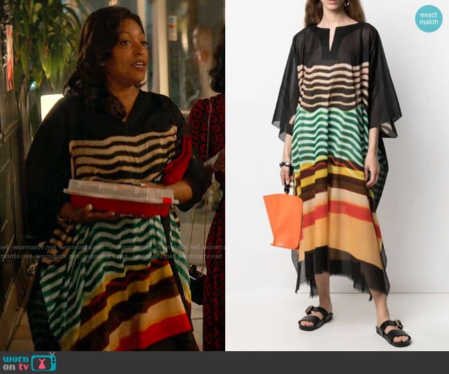 Dries van Noten Stripe Kaftan worn by Lynn (Kellita Smith) on From Scratch
