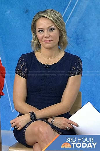 Dylan’s navy lace mini dress on Today
