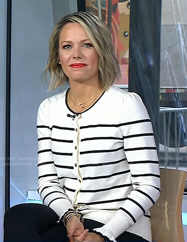 Dylan’s white striped cardigan on Today