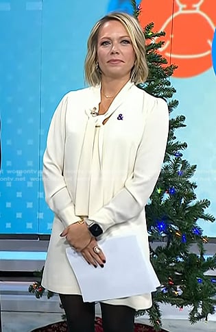 Dylan’s white tie neck dress on Today