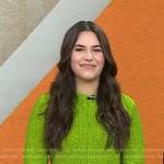 Elena’s green ribbed sweater on Today