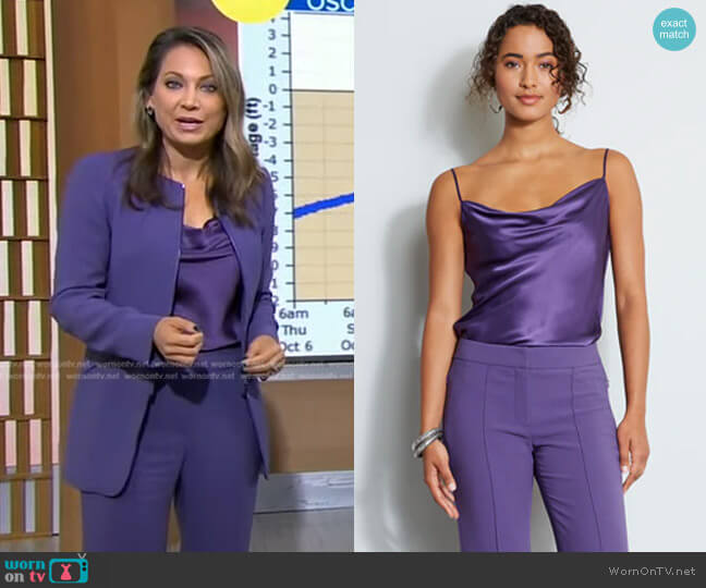 Elie Tahari Silk Satin Cami worn by Ginger Zee on Good Morning America