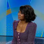 Emayatzy Corinealdi’s purple square neck dress on Good Morning America