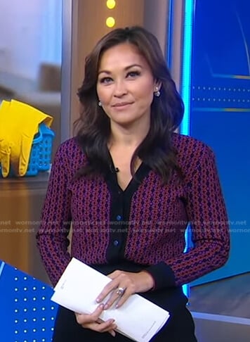 Eva’s purple print cardigan on Good Morning America