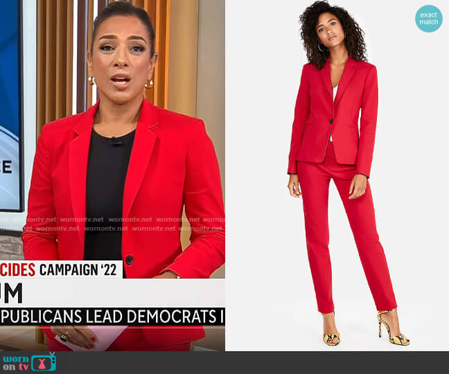 Express Notch Collar One Button Blazer worn by Michelle Miller on CBS Mornings