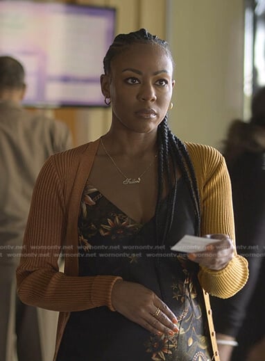 Fallon’s black floral dress on Reasonable Doubt