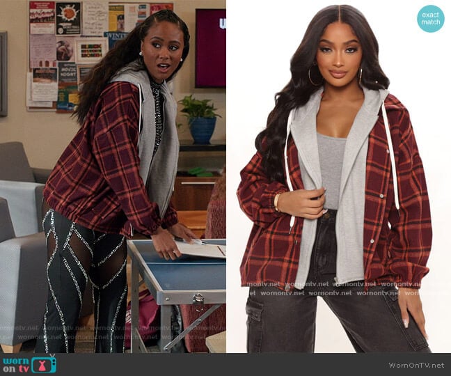 Fashion Nova This Is It Plaid Shacket worn by Keisha (Netta Walker) on All American Homecoming