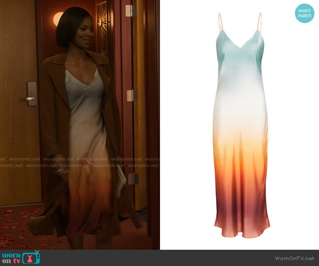 Fe Noel Bella Ombre Satin Midi Slip Dress worn by Jax Stewart (Emayatzy Corinealdi) on Reasonable Doubt