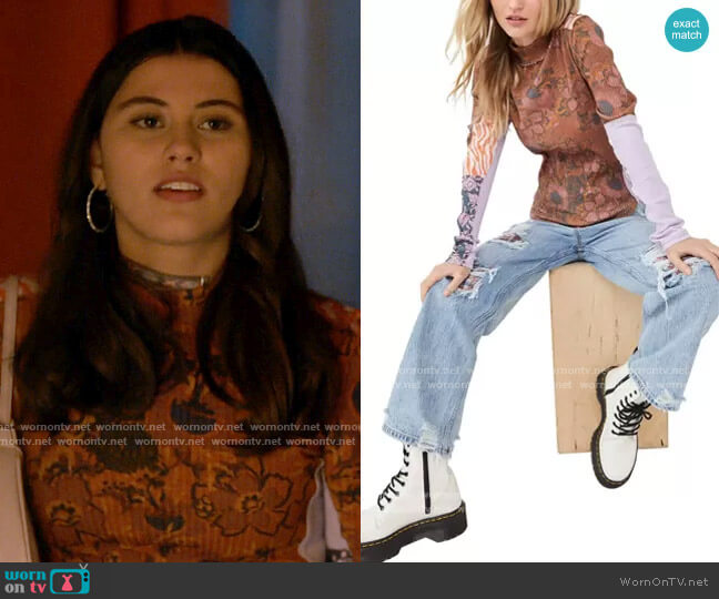 Free People Meadow Mix Top in Rust Combo worn by Ana Phoenix (Emma Milani) on Monarch