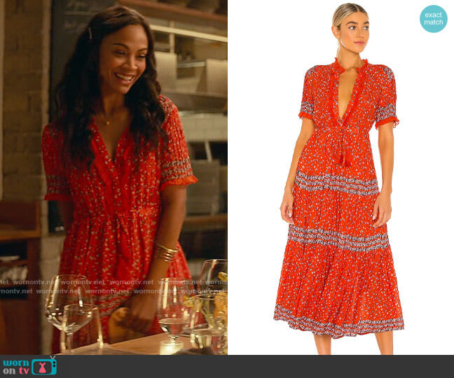 Free People Rare Feelings Dress in Pop Combo worn by Amy Wheeler (Zoe Saldana) on From Scratch