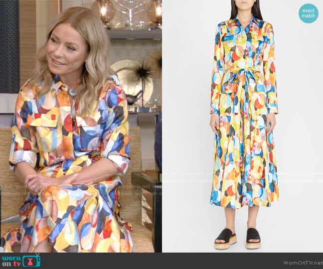 Gabriela Hearst Meyers Long-Sleeve Shirtdress worn by Kelly Ripa on Live with Kelly and Mark