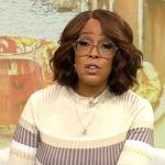 Gayle King’s beige striped knit dress on CBS Mornings