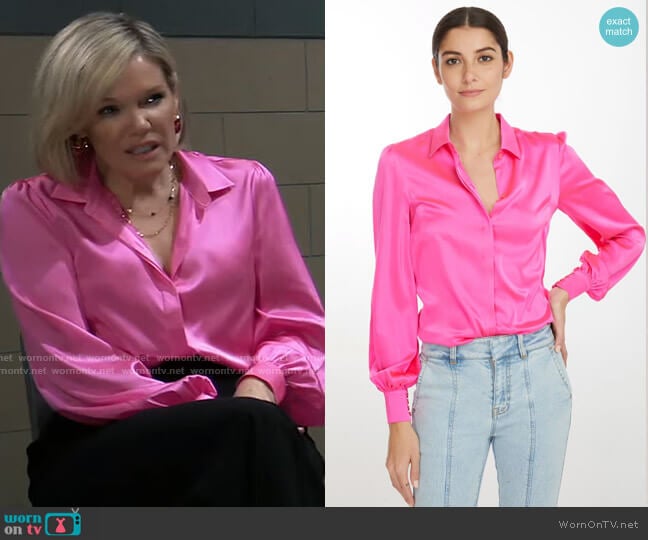 Generation Love Maxwell Blouse in Shocking Pink worn by Ava Jerome (Maura West) on General Hospital