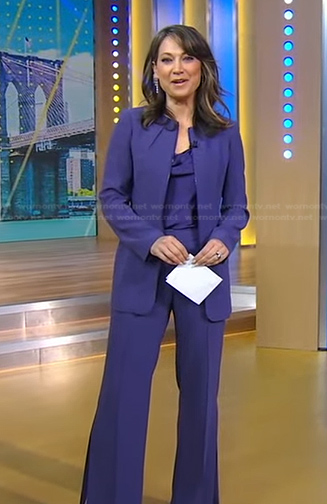 Ginger’s purple zip jacket and pants on Good Morning America